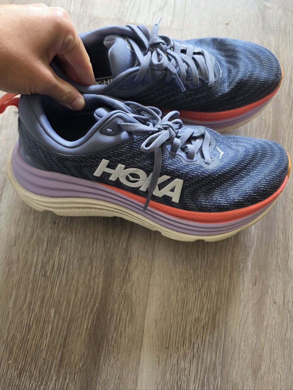 Womens Hoka One One Gaviota 5 Anchor/grapfruit Running Sneaker Size 7.5B